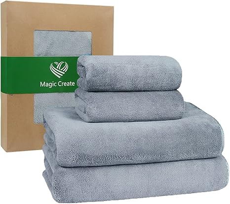 Amazon Co Jp Amazon限定ブランド タオル セット マイクロファイバー バスタオル フェイスタオル ホテル仕様 大判 吸水速乾 ふわふわ 肌触り 抗菌防臭 グレー 4枚セット 2枚バスタオル 2枚フェイスタオル ホーム キッチン