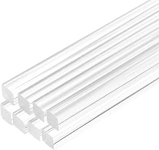 MECCANIXITY 8pcs Acrylic Square Rods 1/2" x 12" Clear Acrylic Dowel Rods Sticks Acrylic Plastic Sticks Strip for DIY Crafts Lighting Gardening Decorations - 12mm x 300mm