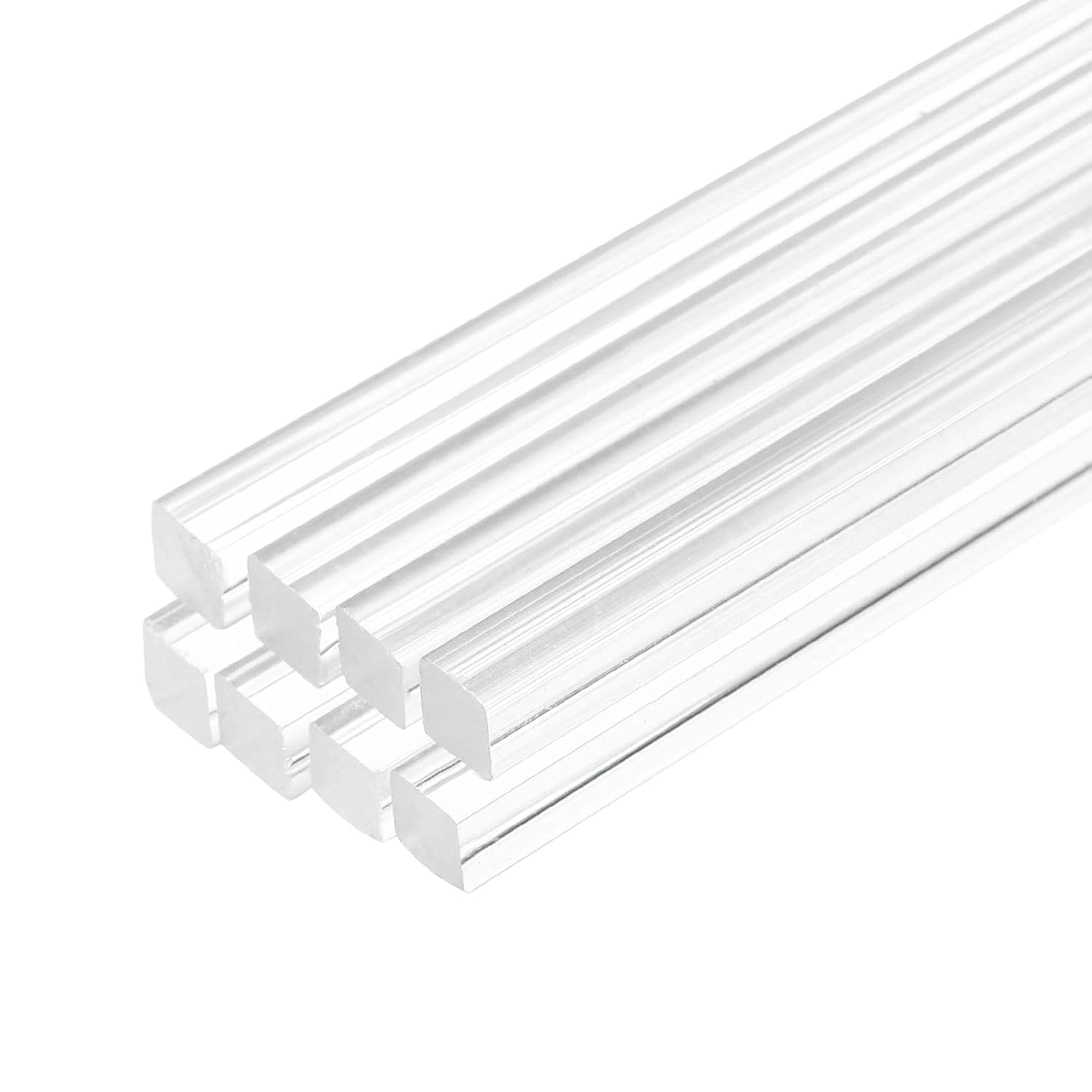 MECCANIXITY 8pcs Acrylic Square Rods 3/8" x 12" Clear Acrylic Dowel Rods Sticks Acrylic Plastic Sticks Strip for DIY Crafts Lighting Gardening Decorations - 10mm x 300mm