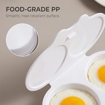 White Egg Poacher, Microwave Egg Boiler Poacher, 2 Cavity Nonstick Poached Egg Maker With Lid, Egg Poacher Microwave Egg Cooker, Double Drain Poached Egg Cups Cookware,Kitchen and Dining