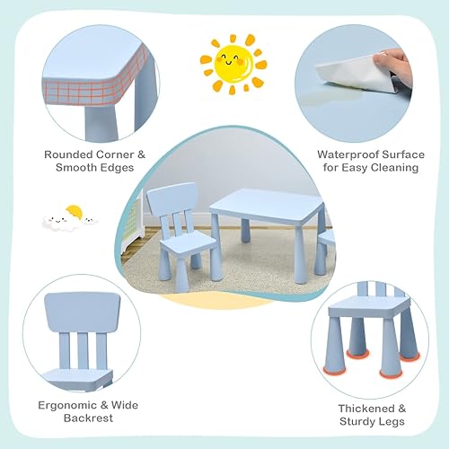 Miniatura 3 de TUOCHUFUN Juego de mesa y silla para niños, juego de mesa y silla para niños, juego de mesa y silla para niños de lectura artística, fuerte