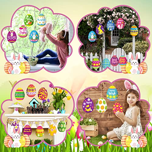 50 Pcs Easter Egg Outdoor Hanging Ornaments Easter Egg Yard Decoration Yard Sign Lawn Decoration Happy Easter Hanging Decorations Indoor Decor For Tree Window Porch Party Supplies #TOP26