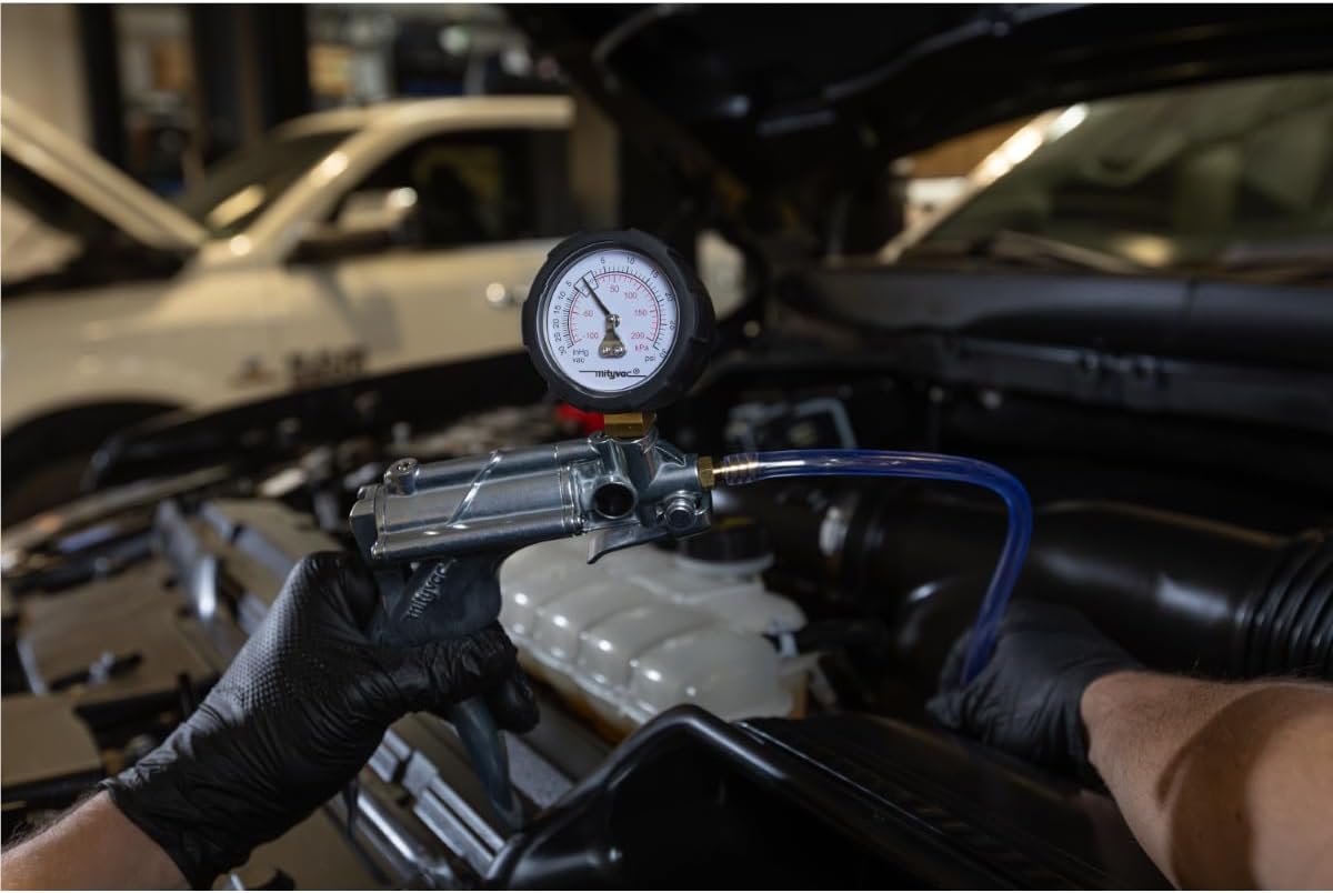 Mityvac MV8510 Silverline Elite Automotive Brake/Clutch Bleeding, Diesel Fuel Priming and Vacuum/Pressure Testing Hand Pump, Ergonomic Design, Zinc-aluminum Die Cast, Dual Converter, 2" Compound Gauge