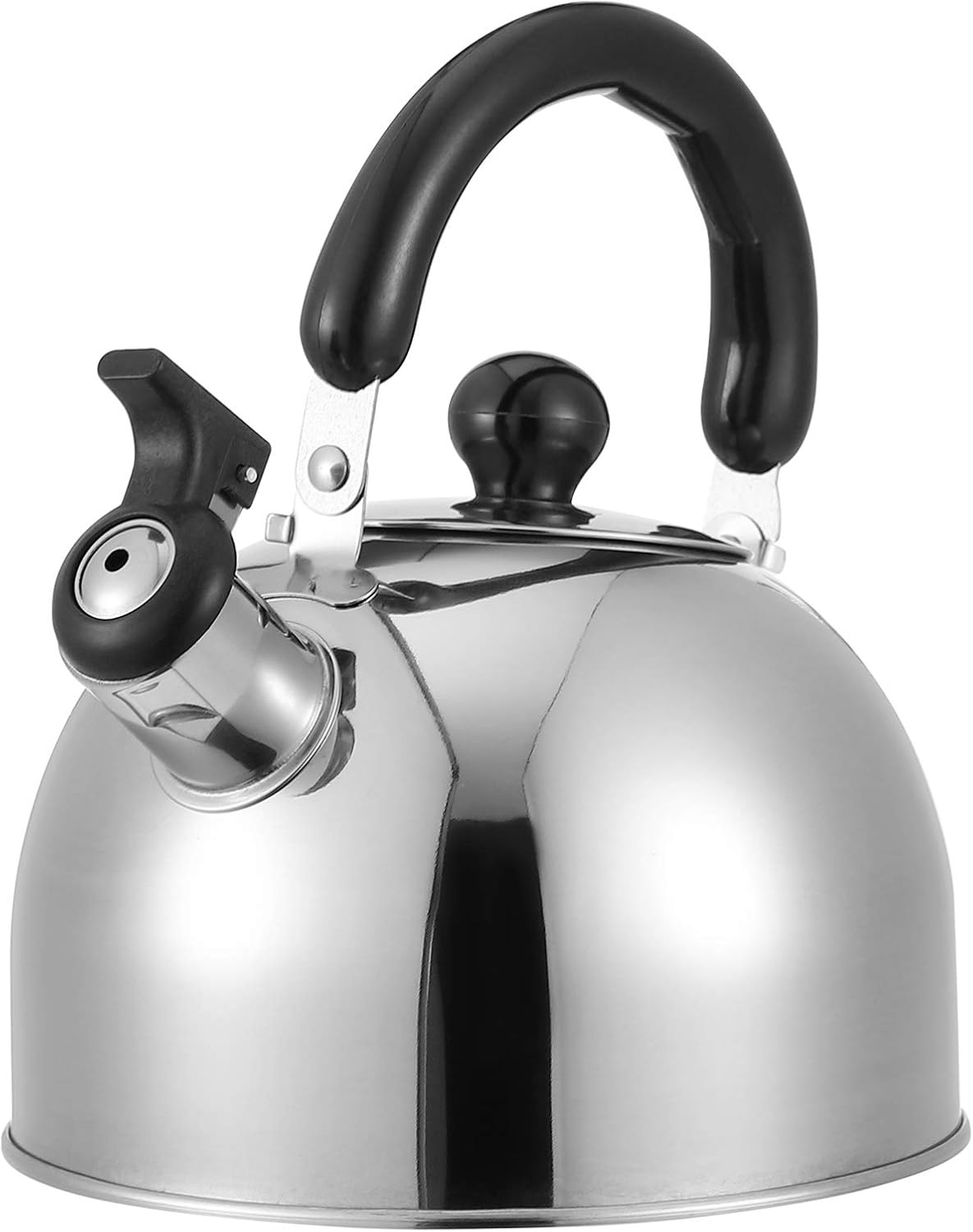 Stainless Steel Stovetop Whistling Tea Kettle 2 Liter Classic Teapot with Ergonomic