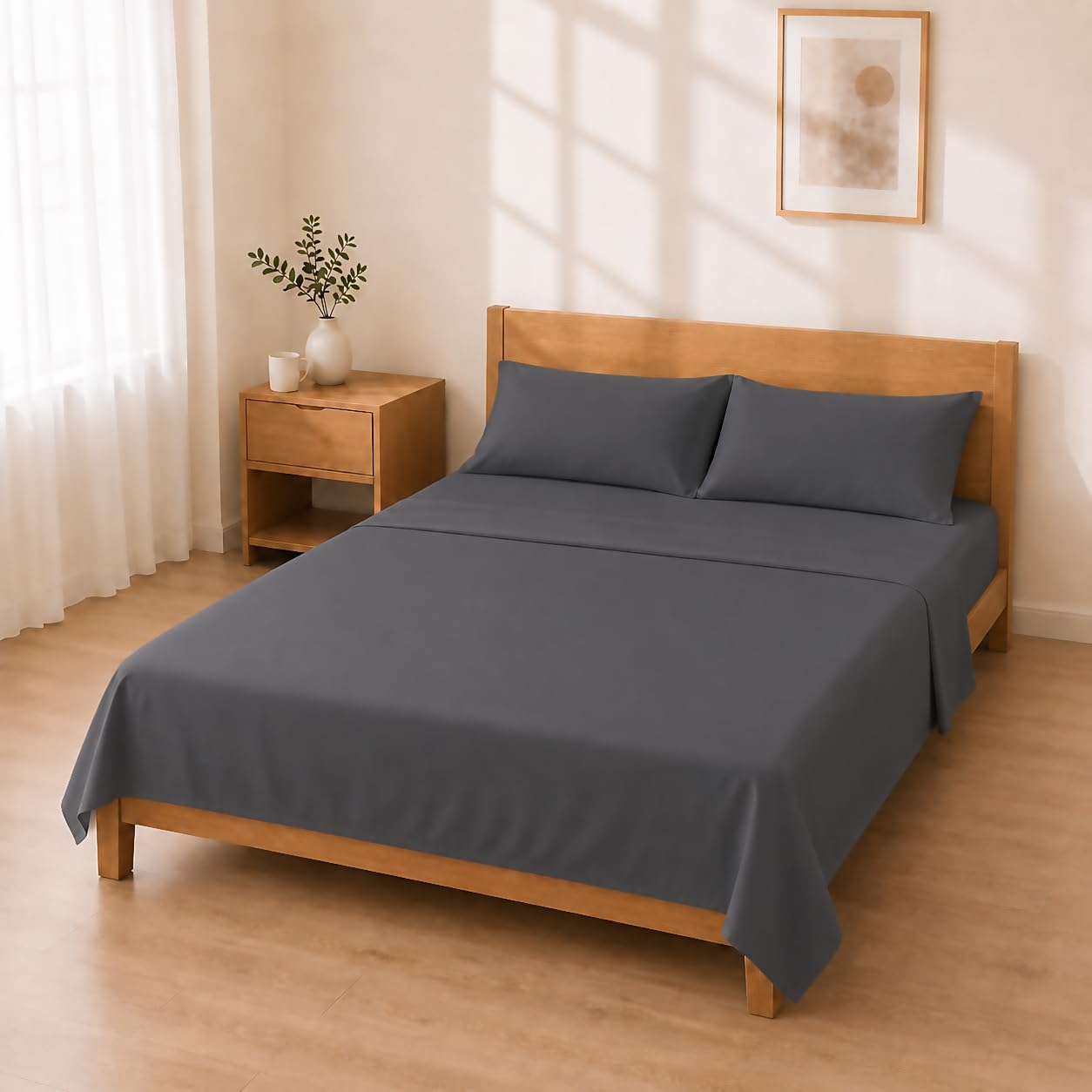 Microfibre Bedding Set 140 x 200 + 30 / 220 x 280 + 50 x 80 cm 2 Pieces, Dark Grey