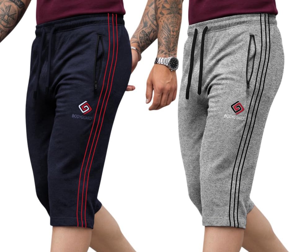 Image of FEEL TRACK Men's Regular Fit Three Fourth Capri (Pack of 2)