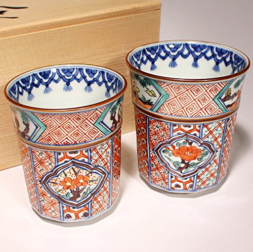 Amazon | 京焼 清水焼 湯呑み 昭阿弥釜 組湯のみ 赤絵古紋 UCA594