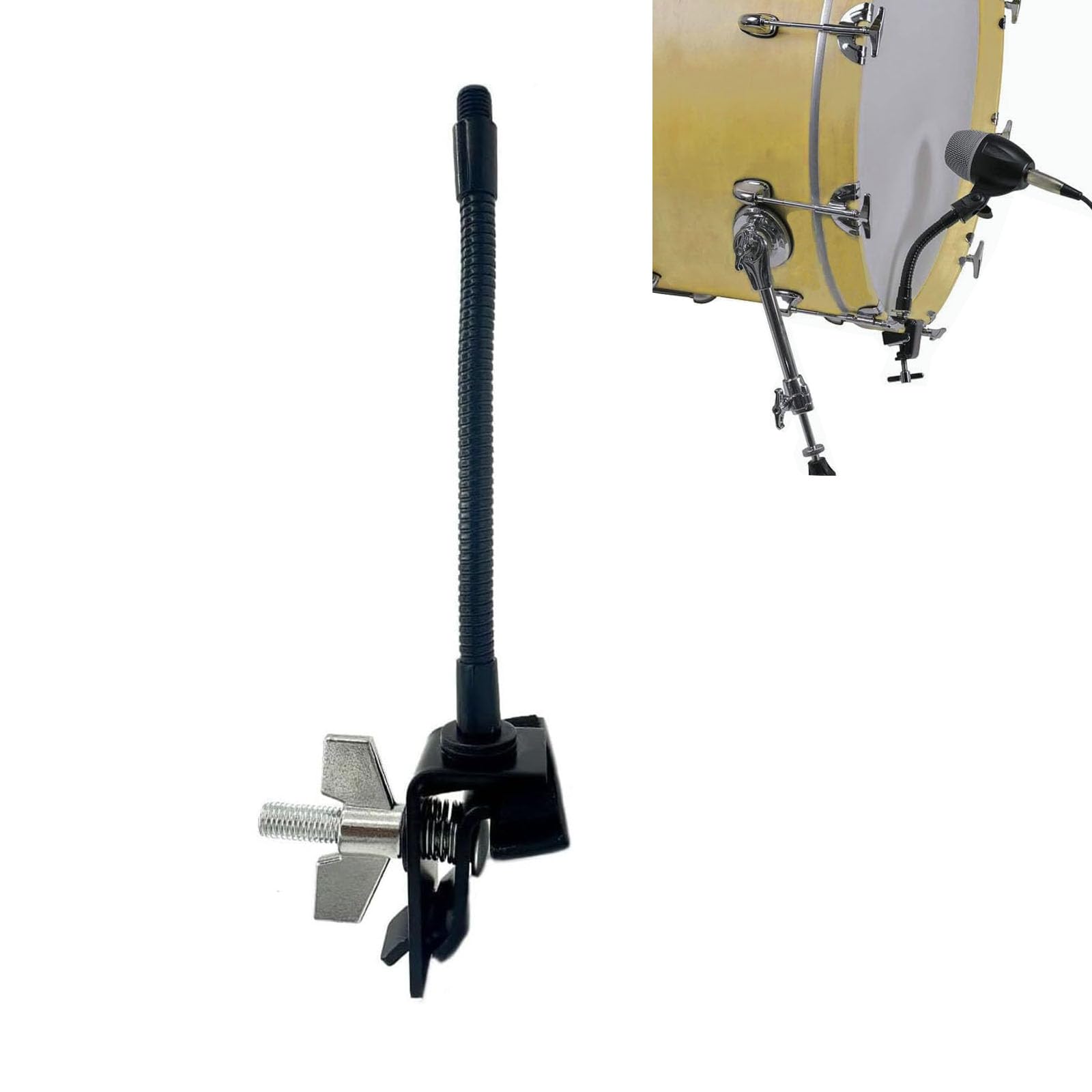 TUOREN Drum Rim Microphone Clamp Percussion Microphone Mount Attachment for Drum Set Bass Drum Hoop, Drum Microphone Clip Holder with Tension Rod