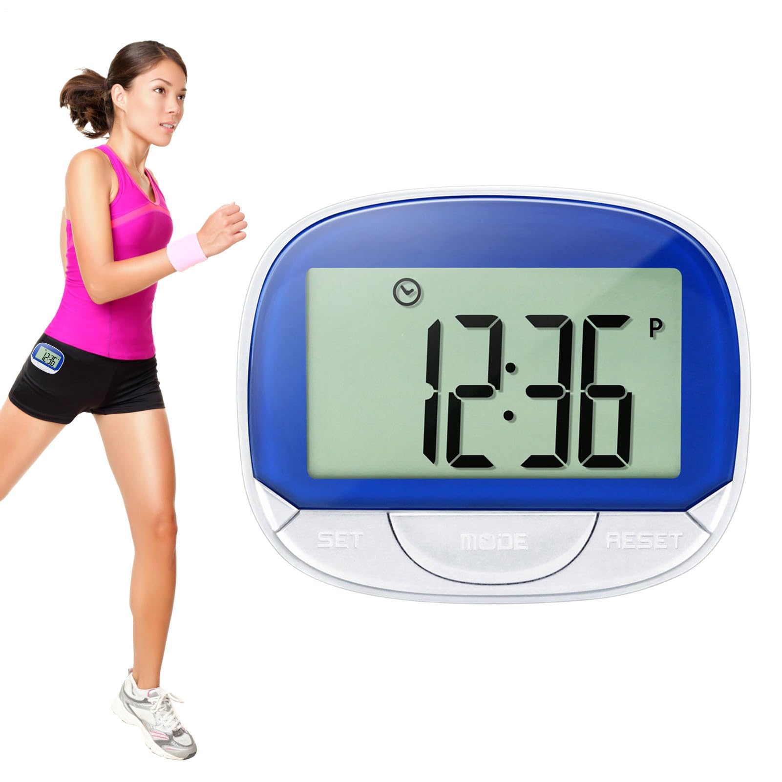 Pedometer Step Counter, Steps Counter with Digital Display, Walking Pedometer with Clip & Large Display Screen, Sport Pedometers For Walking Men Women Kids, Running, Distance