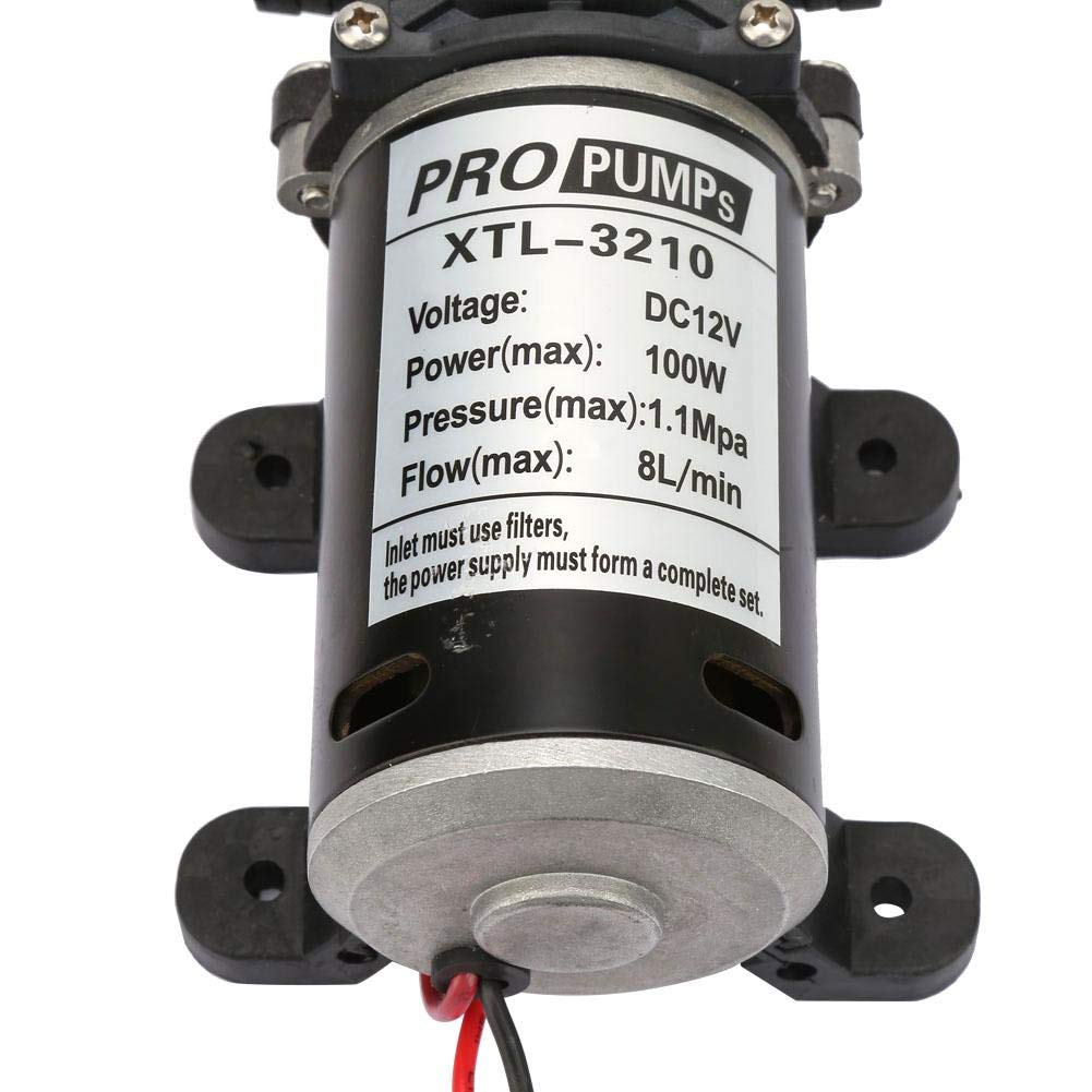 12V 100W Bomba de agua de alta presión con diafragma eléctrico de cebado automático con interruptor de presión 3210YA-12-100 1.5M 8L / M 70M Lift para equipos industriales