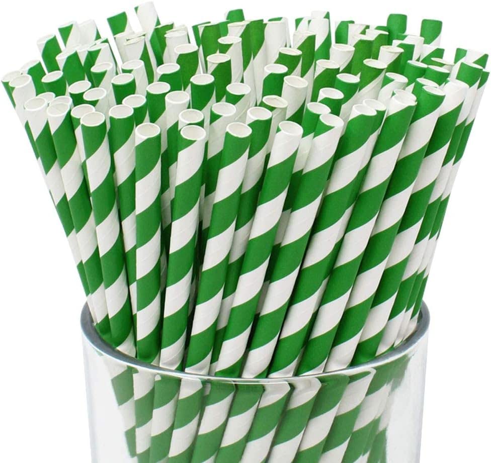 Festiko® Bio-degradable Paper Straws (Size -6mm|Pack of 50 Pcs|Green & White Striped), Paper Straws for Drinking, Food Grade Paper Straws for Kids-image-8