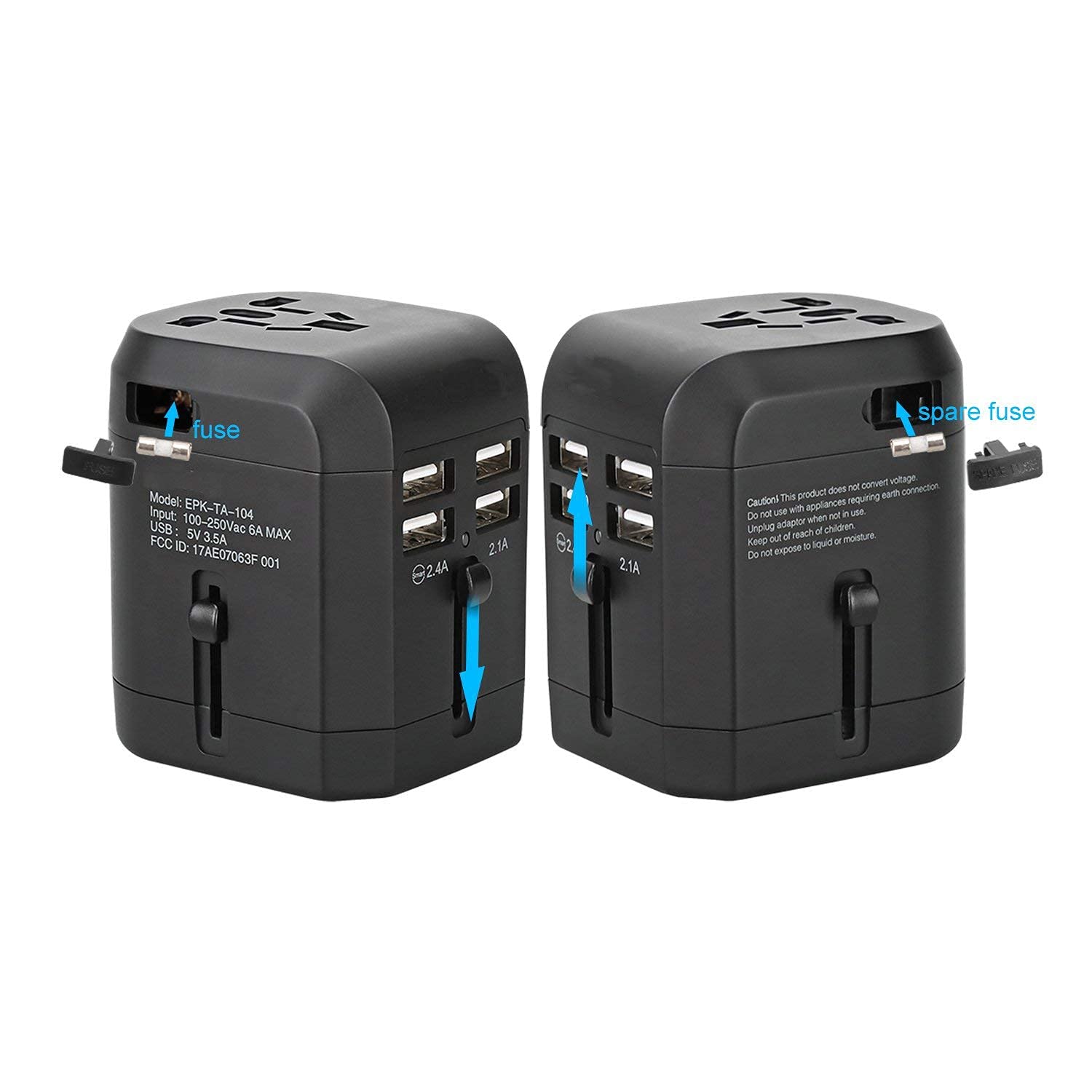 Adattatore di alimentazione universale in tutto il Universale USB Caricabatterie a muro adattatore di alimentazione di viaggio CORRENTE ALTERNATA Porta di ricarica Smart Plug Cell Phone Quad 3.5A Spin