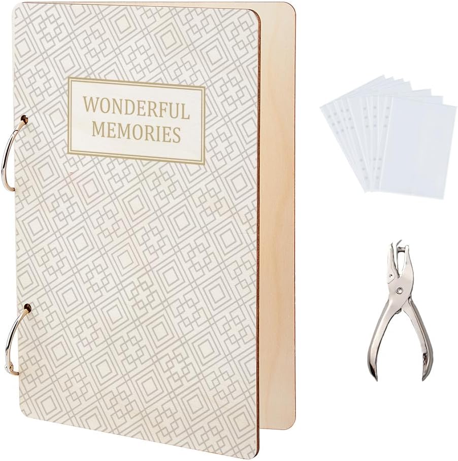 SUPERDANT Wonderful Memories Greeting Card Organizer Wedding Gift Card Holder Cards Keeper Storage Keepsake Book Binder Birthday Post Cards Photo Album Holder with Punch and 20pcs Inner Pockets