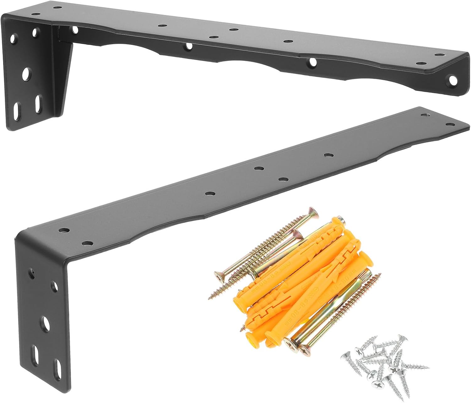 Toddmomy Heavy Duty Floating Shelf Brackets 310mm L-Shaped Metal Corner Brace Supports Wall Mounted Shelf Brackets for Bathroom and Tv Cabinets, 2pcs Black