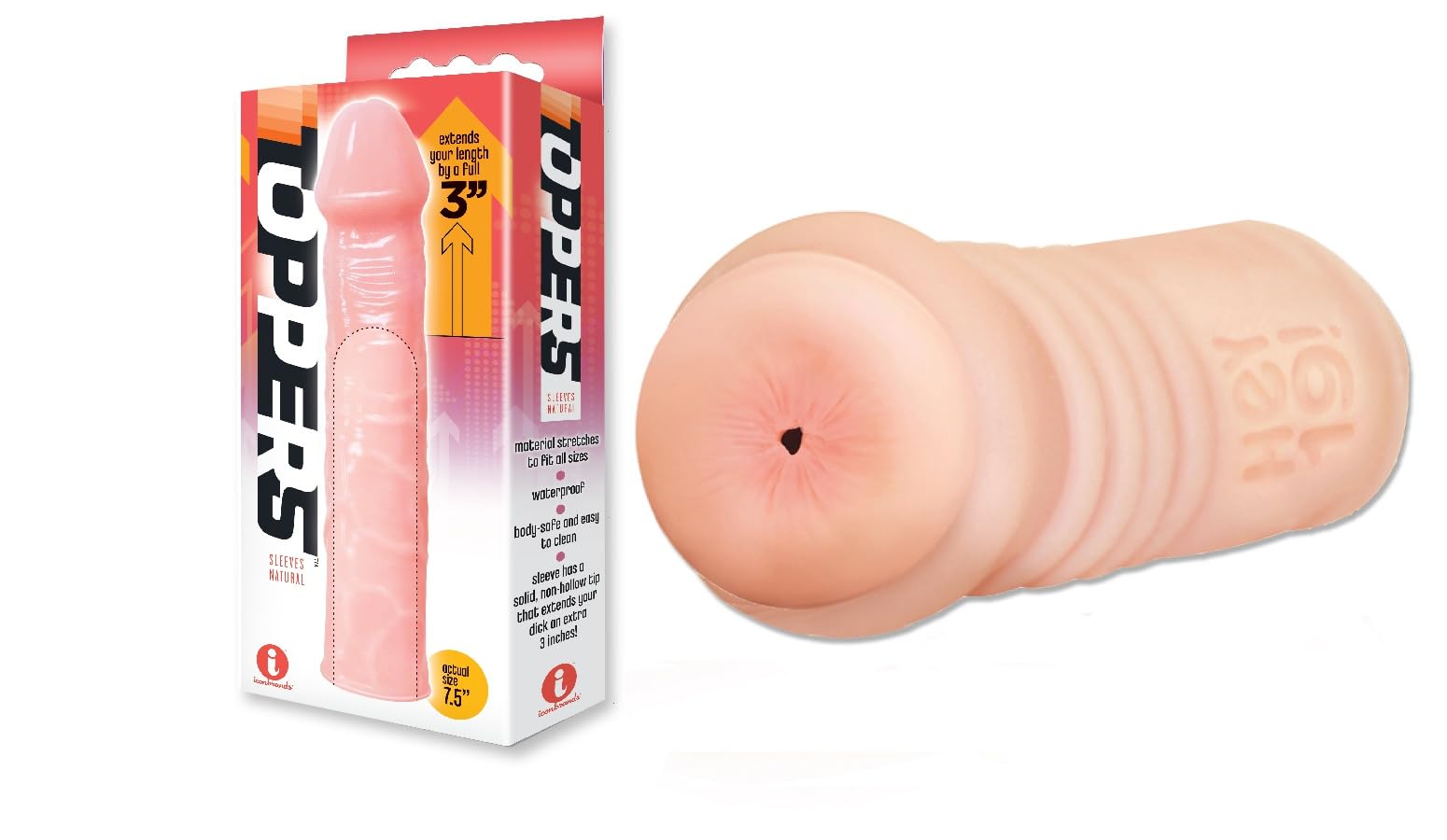 Amazon.com: Sex Toy Couples kit of Toppers - Natural, Extender Sleeve and  Icon Brands Vibrating Pussy Stroker Lily Ivy : Health & Household
