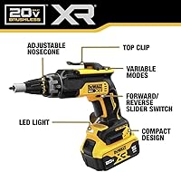 Vista 3 de DEWALT Pistola de tornillo para paneles de yeso MAX XR de 20 V y destornillador de impacto, kit combinado de herramientas eléctricas, 2