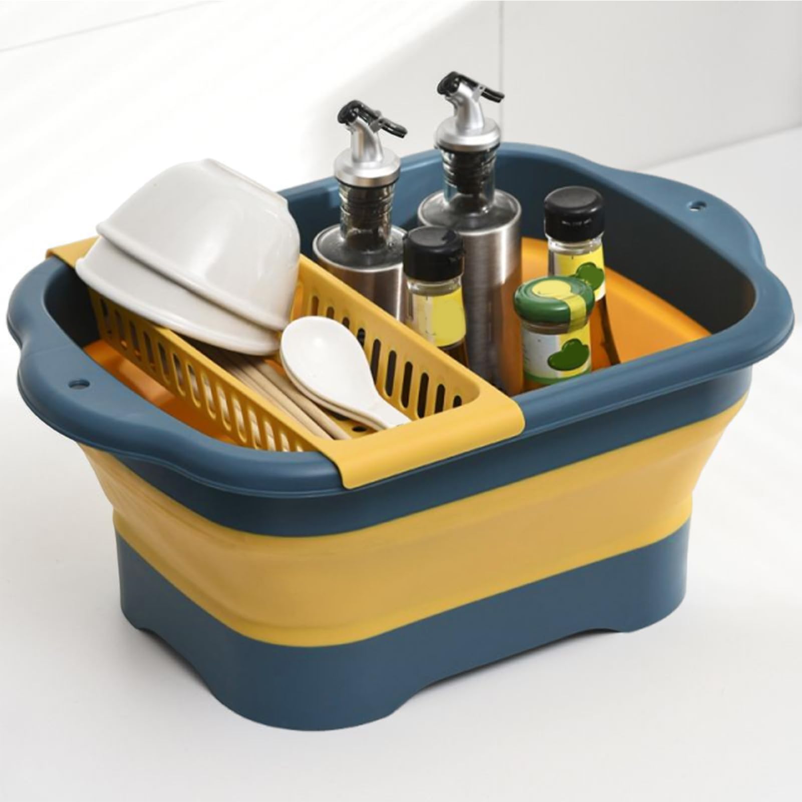 Palangana para Fregadero De Cocina Pila De Camping Plegable con Tapón De