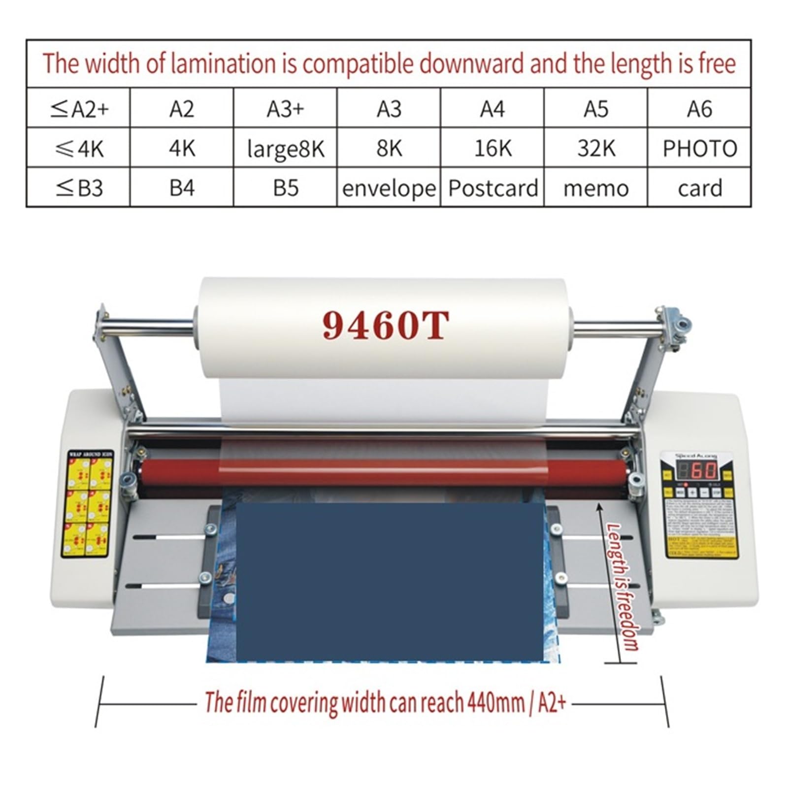 9460T A2+ Maszyna do laminowania papieru Cztery rolki Laminator na gorąco na zimno