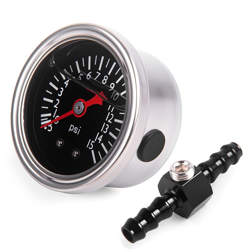 Manômetro de pressão de combustível CNRAQR 0–103,4 kPa com conexão 1/8" NPT e adaptador para mangueira de 8 mm – 1 unidade