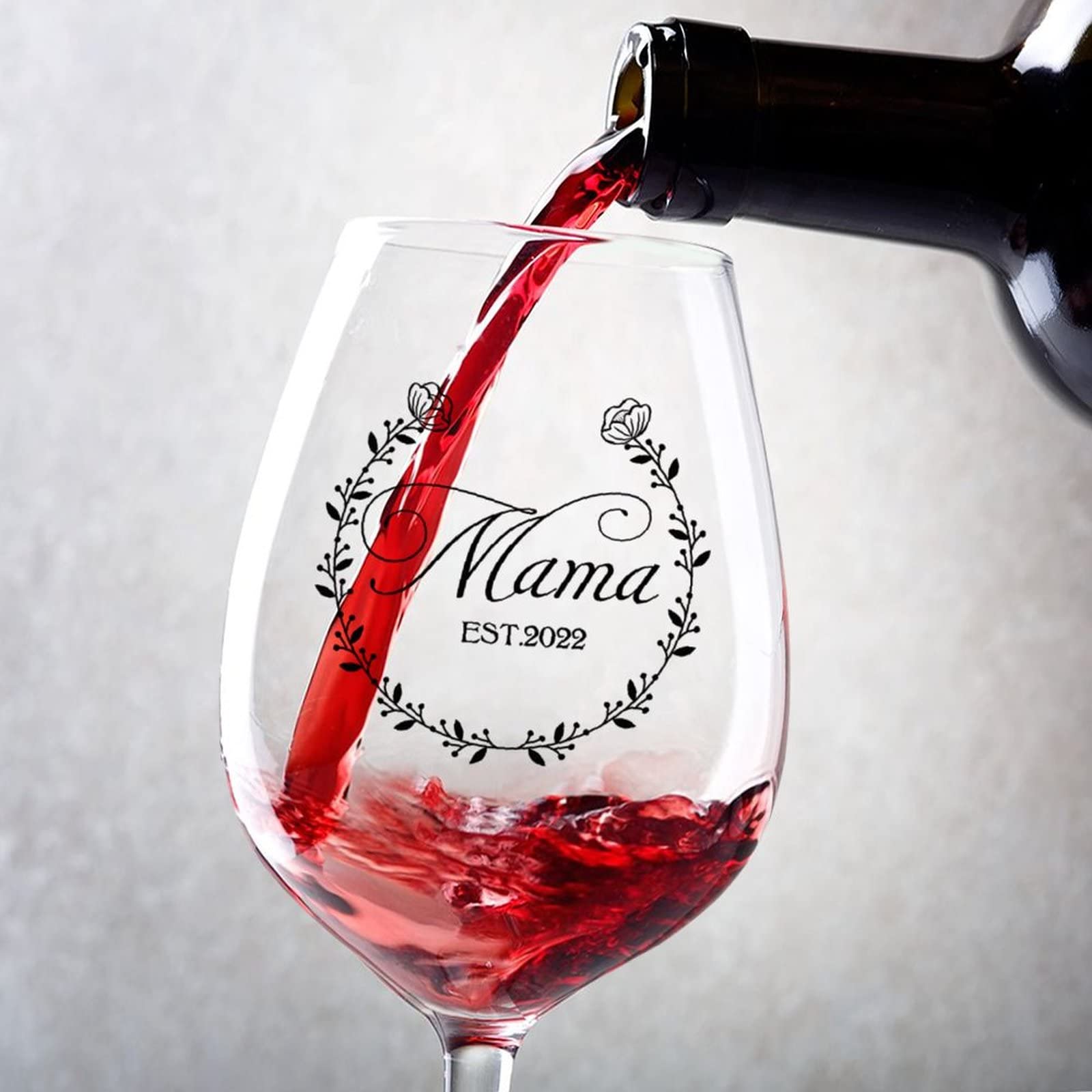 Idée cadeau anniversaire : verre à vin rouge Promoted to Mama 2 pièces