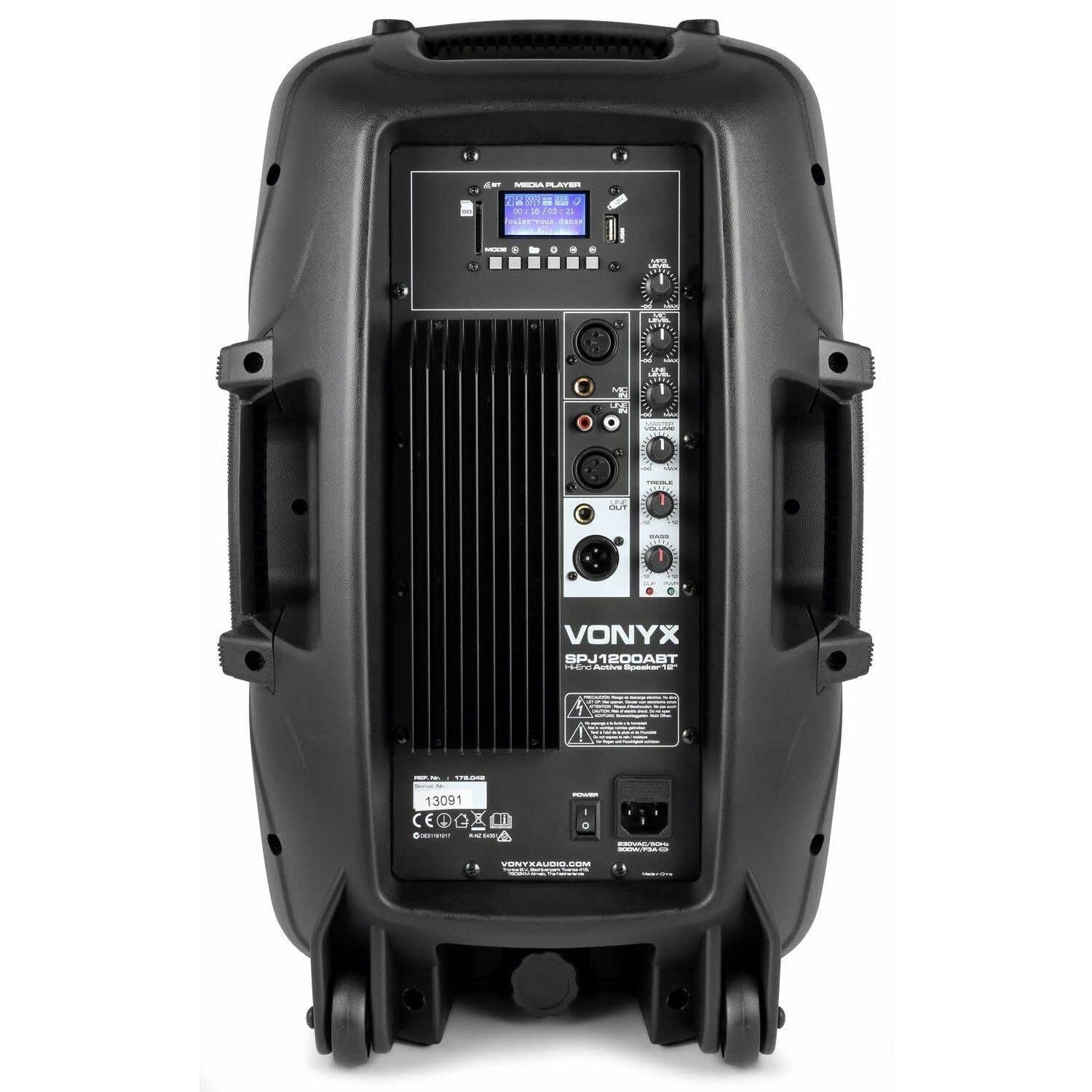 Vonyx SPJ-1200ABT Altoparlante Attivo 12" Autoamplificato 600 W con Bluetooth, Lettore MP3, USB/SD, Ingresso Microfono, Subwoofer Potente, Suono Professionale per Feste, DJ, Karaoke ed Eventi