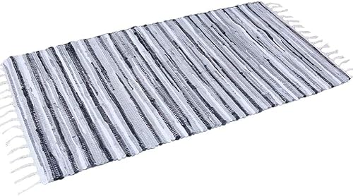 Miniatura 9 de 2 alfombras de algodón de 2 x 3 pies + 2 x 4.2 pies con borlas, alfombra de baño tejida lavable, alfombra de baño, alfombras para cocina, sala de