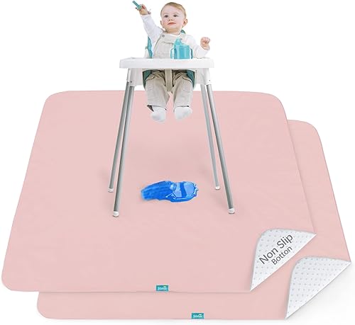 Miniatura 1 de Paquete de 2 alfombrillas para debajo de la silla alta, artes, manualidades y desorden alimentario, impermeable, 42 x 46 pulgadas, tapete