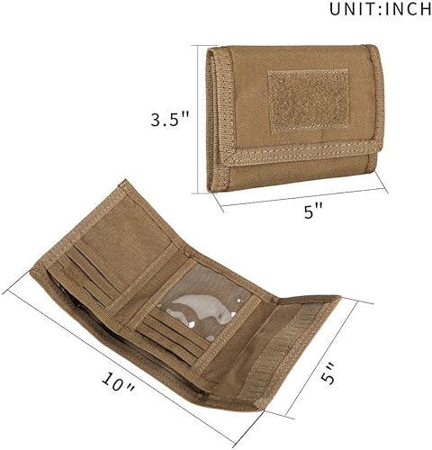 Miniatura 2 de EXCELLENT ELITE SPANKER Cartera triple de nailon para hombre, tarjetero táctico militar con bolsillo para monedas, cartera al aire libre, Marrón