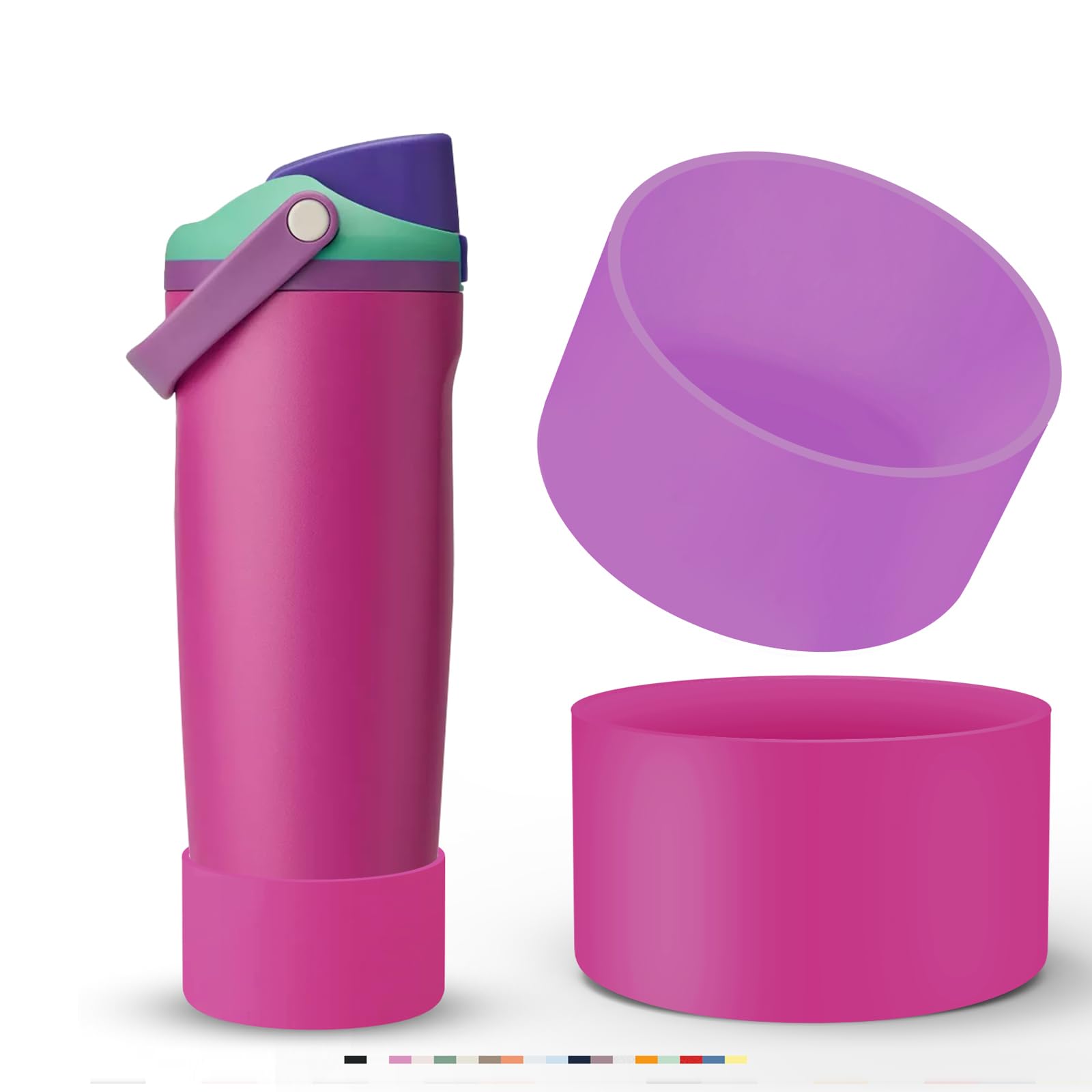 2PCS Silicone Boot for Owala Water Bottle 30oz & 40oz FreeSip Sway & Tumblers, Non-Slip, Scratch-resistant, Protective Sleeve for Stainless Steel Water Bottle Accessories BPA-Free Bottom Base(PL+FUA) โ image 1