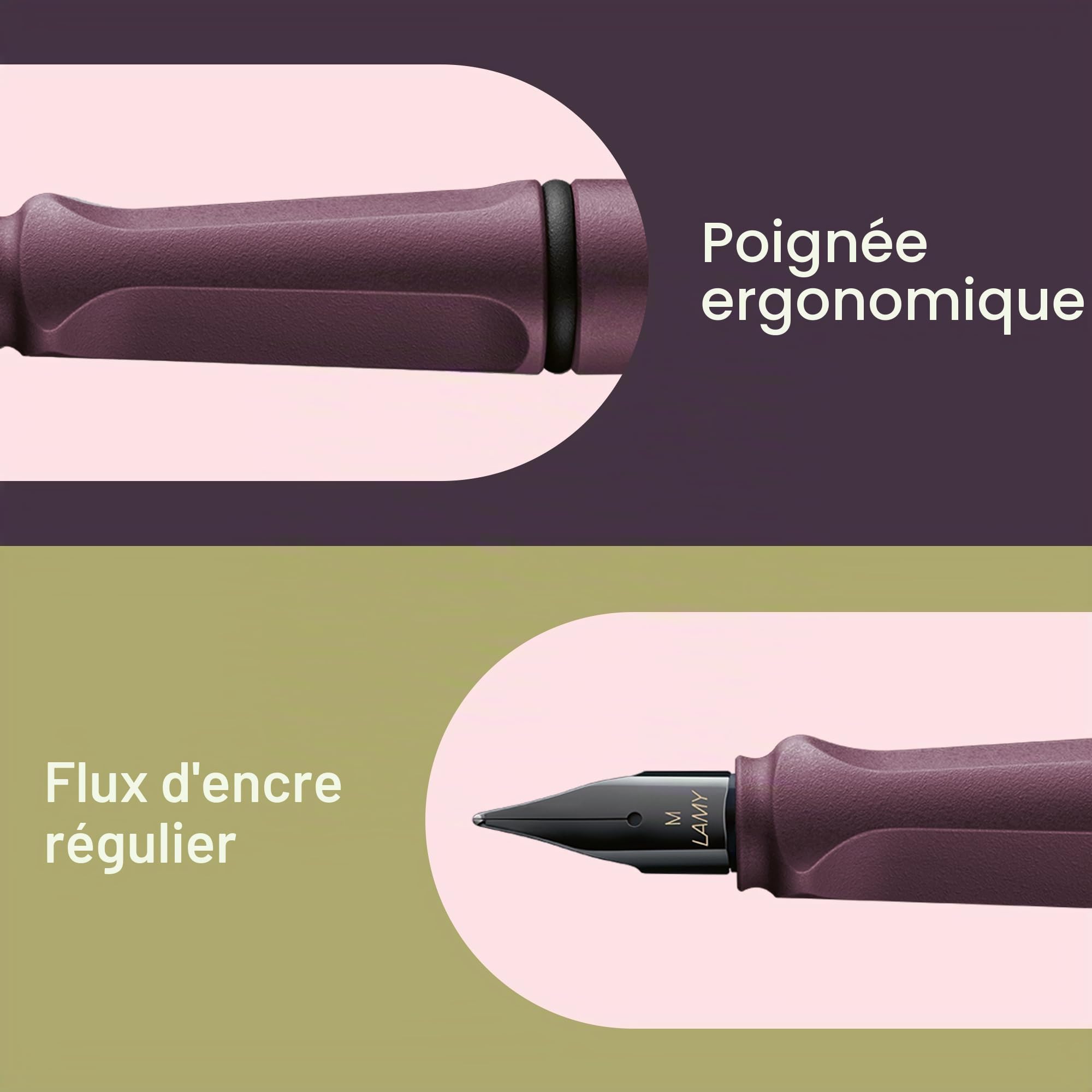 Lamy safari scarlet - Stylo roller avec grip ergonomique et largeur de trait M - pour une écriture longue et agréable - en plastique robuste ASA - avec recharge roller M 63 en noir