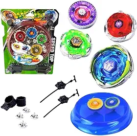 kit 4 Beyblades Tornado Com 2 Lançadores E Arena De Batalha