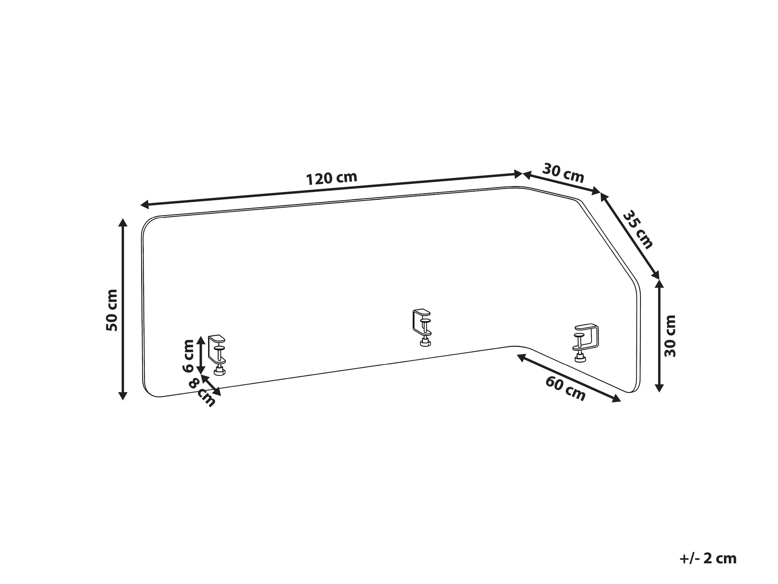 Beliani Schreibtisch Trennwand L-Form Filz Akustik Polster dunkelgrau 120 x 60 x 50 cm zum Klemmen Foldy