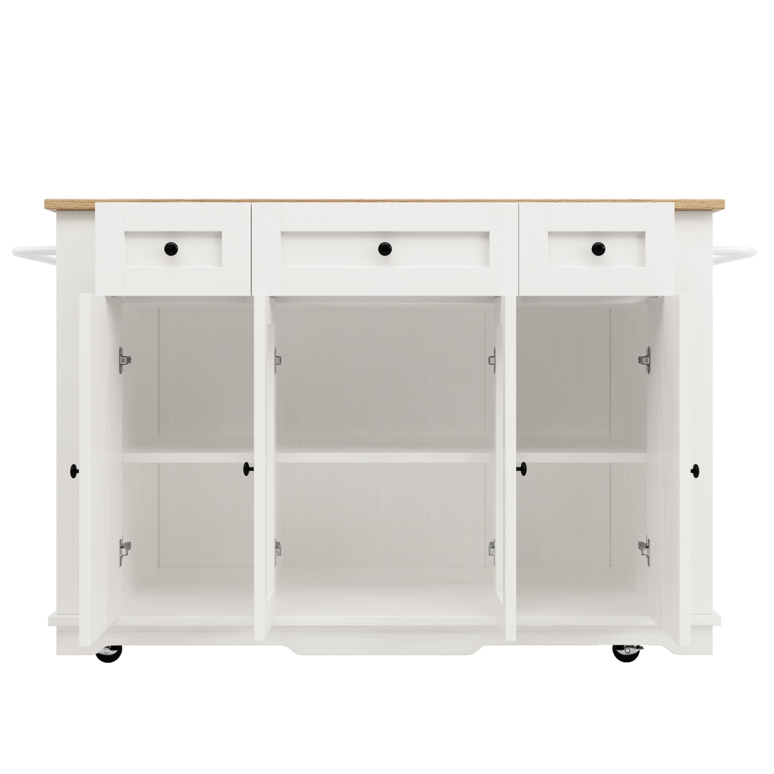 Chariot de cuisine, îlot de cuisine, armoire de buffet, chariot à repas avec plan de travail pliable, chariot à manger avec roulettes, tiroirs et portes en verre pour cuisine, 151,5 x 85 x 91,7