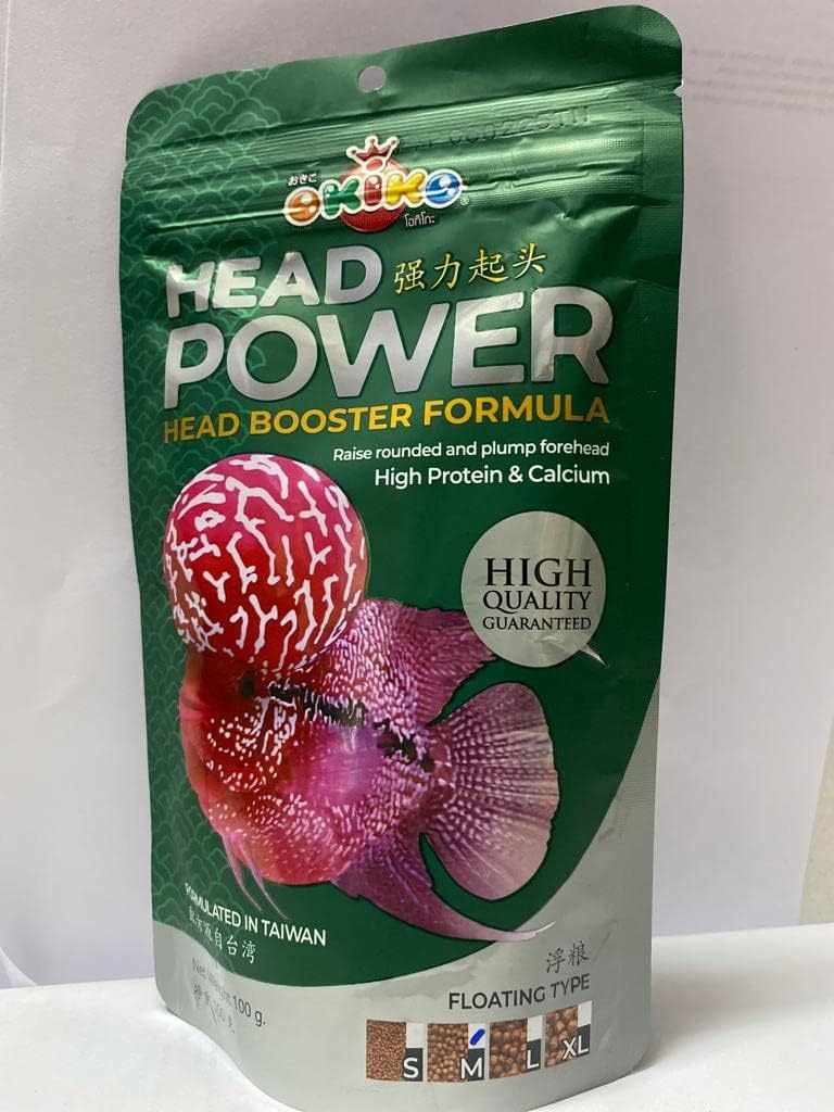 Okiko Head Power(Head Up)Flowerhorn Fish Food Pellet With Head Booster Formula -100 Gms(Medium), For All Life Stages