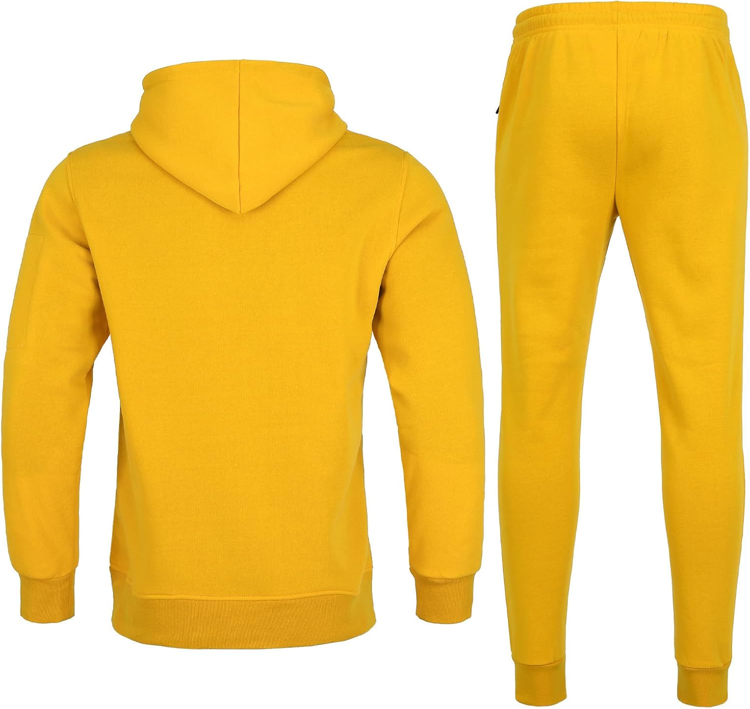 Mens Sweatsuit 2 Pieces Tracksuit Jogger Set for Men fleece Track jogging Suits Sets Hoodie Sweatpants Set, yellow M - Image 2