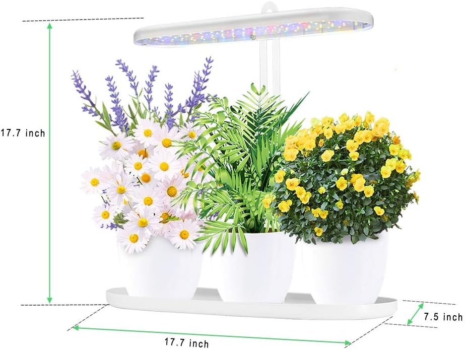 Indoor Garden Kit,Herb & Kitchen Garden Grow Light,Full Spectrum Plant Light with Auto ON/Off 3/9/12H Timer, 4 Dimmable Brightness for Indoor Plant Growth