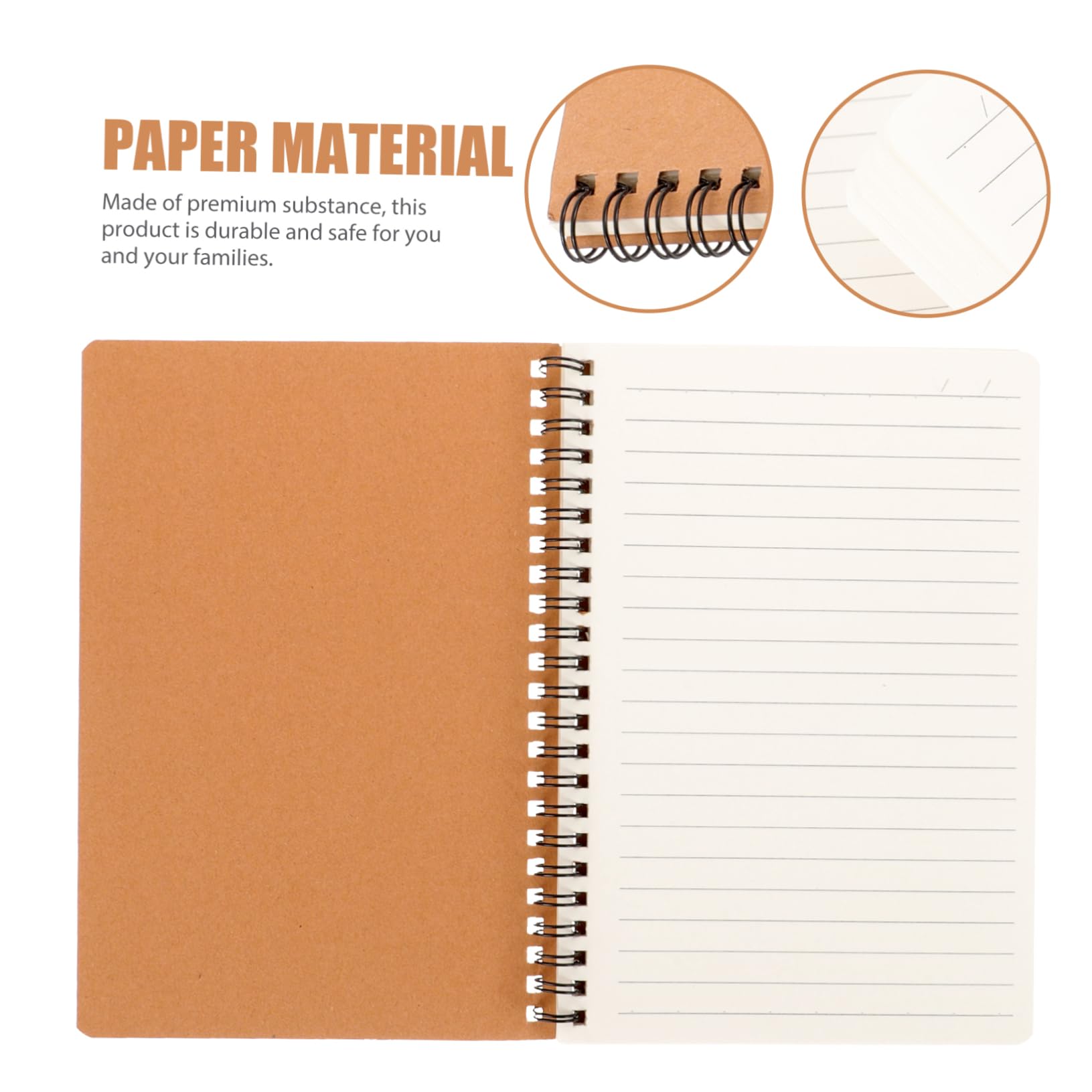 Sewroro 10 pièces Lot de à Spirale Cahiers Multifonctions à Pages Blanches Couverture Kraft Carnet Notes Spiral pour Bureau Étudiants et Usage