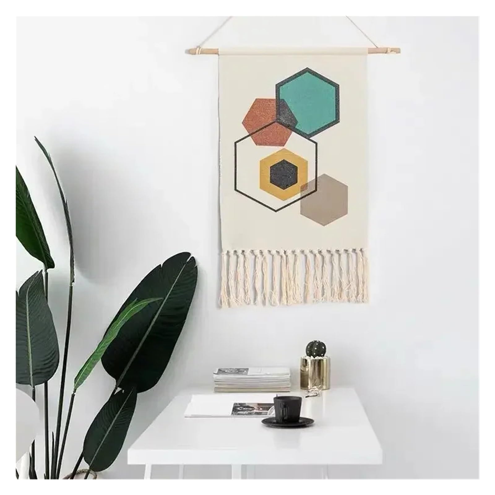 BDFJEDS Tapestry Wall Hanging 50x90cm Macrame Wall Hanging Tapestry Tassel Woven Geometric Canvas Home Decor(Color-07)