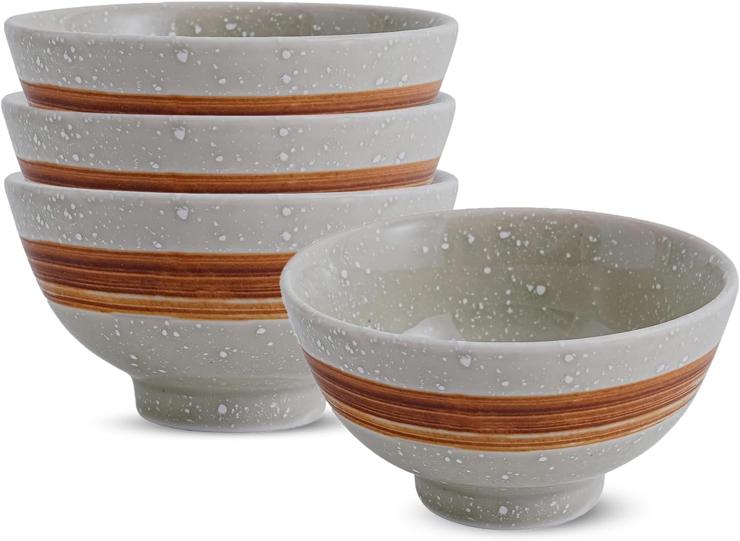 4.5 Inch Porcelain Small Bowls, 10 OZ Ceramic Dessert Bowls, for Kitchen, Side Dishes, Ice Cream Rice Soup Snack Cereal (4Pack, Bronze Swirl)