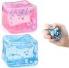 Chridark Ice Cube Fidget Toys for Adults Kids: 2 Pcs Sensory Squishy Fidget Toys Square Stress Balls Gifts for All Ages Adults Kids Teens Presents Anxiety Relief Stress Cube (Blue+Pink)