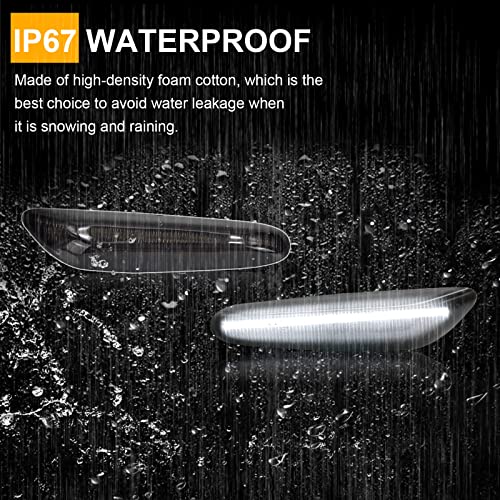 Front Sequential Led Side Marker Light Replacement For 2003-2013 E60 E61 E90 E91 E92 E93 E81 E87 E82 E88 E83 X3 328I 325I 135I 128I 325Xi Smoked Lens Turn Signal Indicator Dynamic Lamp. #TOP3