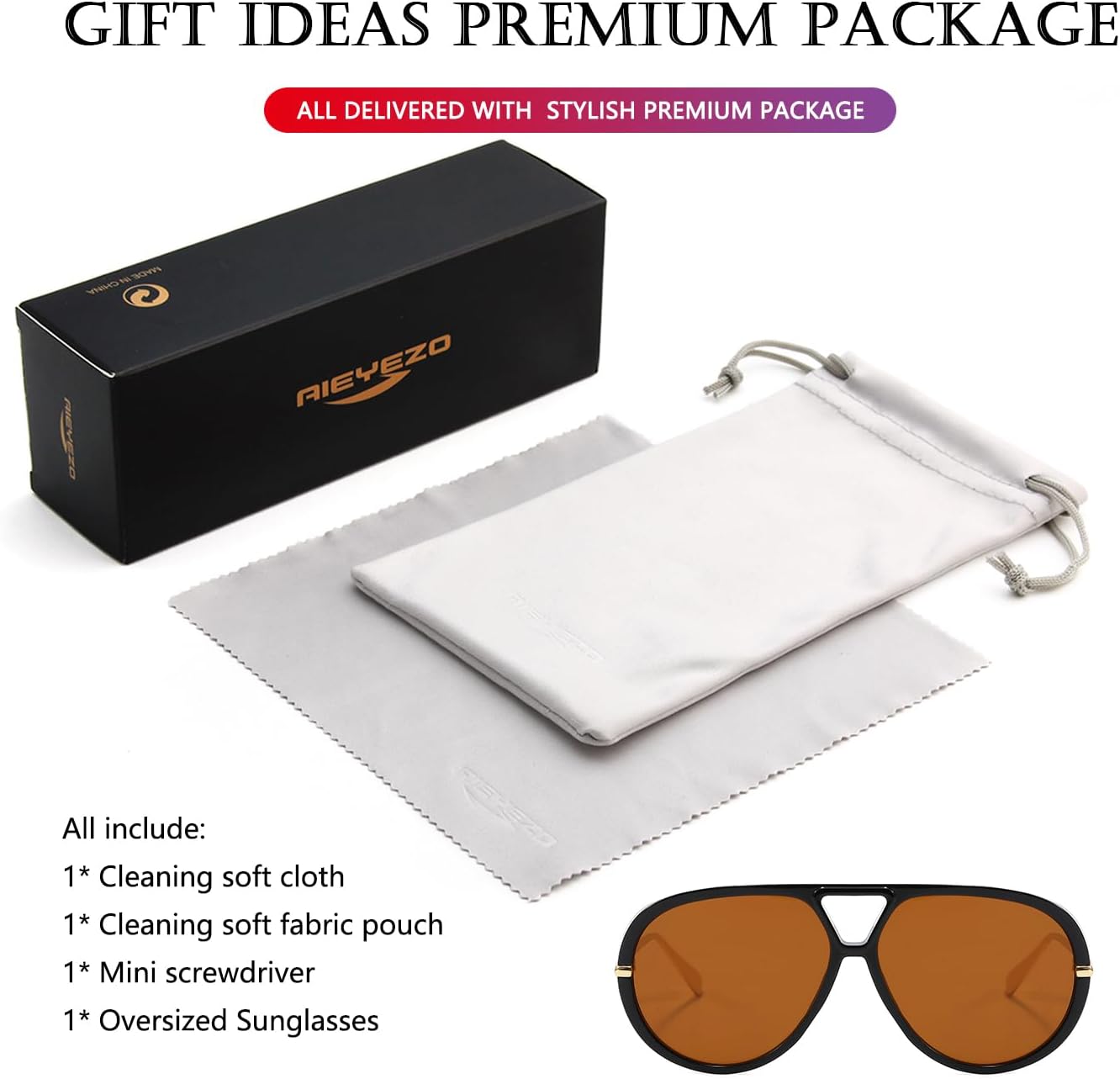 AIEYEZO Oversized Aviator Sunglasses Women Men Fashion Retro Big Frame Sun Glasses Designer Ladies Shades - Image 7