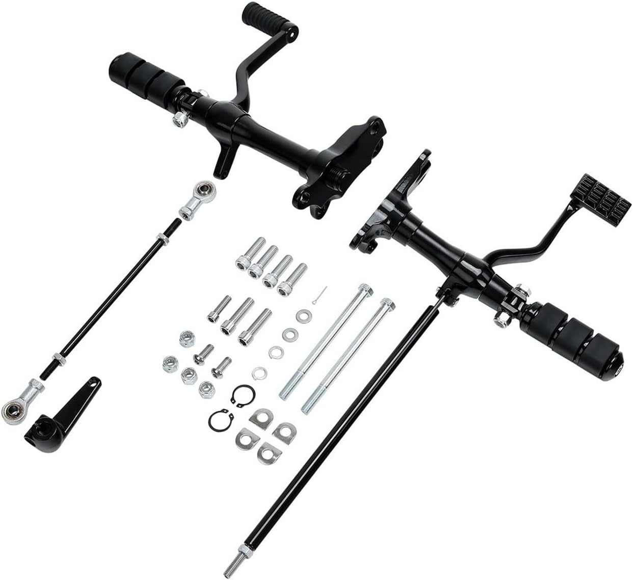 Motorcycle forward Controls Pegs Levers Linkages Compatible With Harley Sportster XL883 XL1200 Custom 1991-2003(Noir)