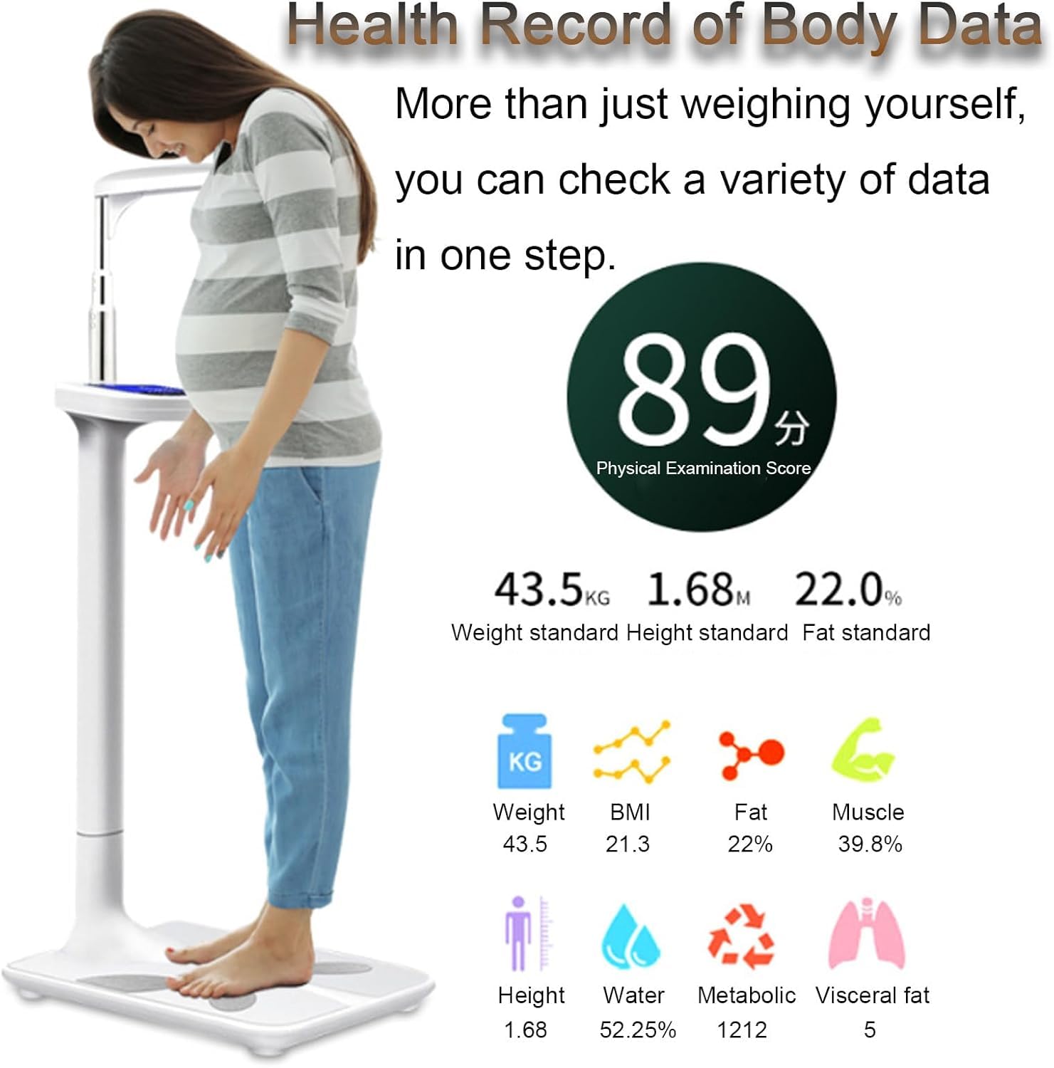 440lb Nośna Waga Ciała Lekarza Analizator Tkanki Tłuszczowej Z Wyświetlaczem Lcd Do Pomiaru Wartości Otyłości Bmi, Standard