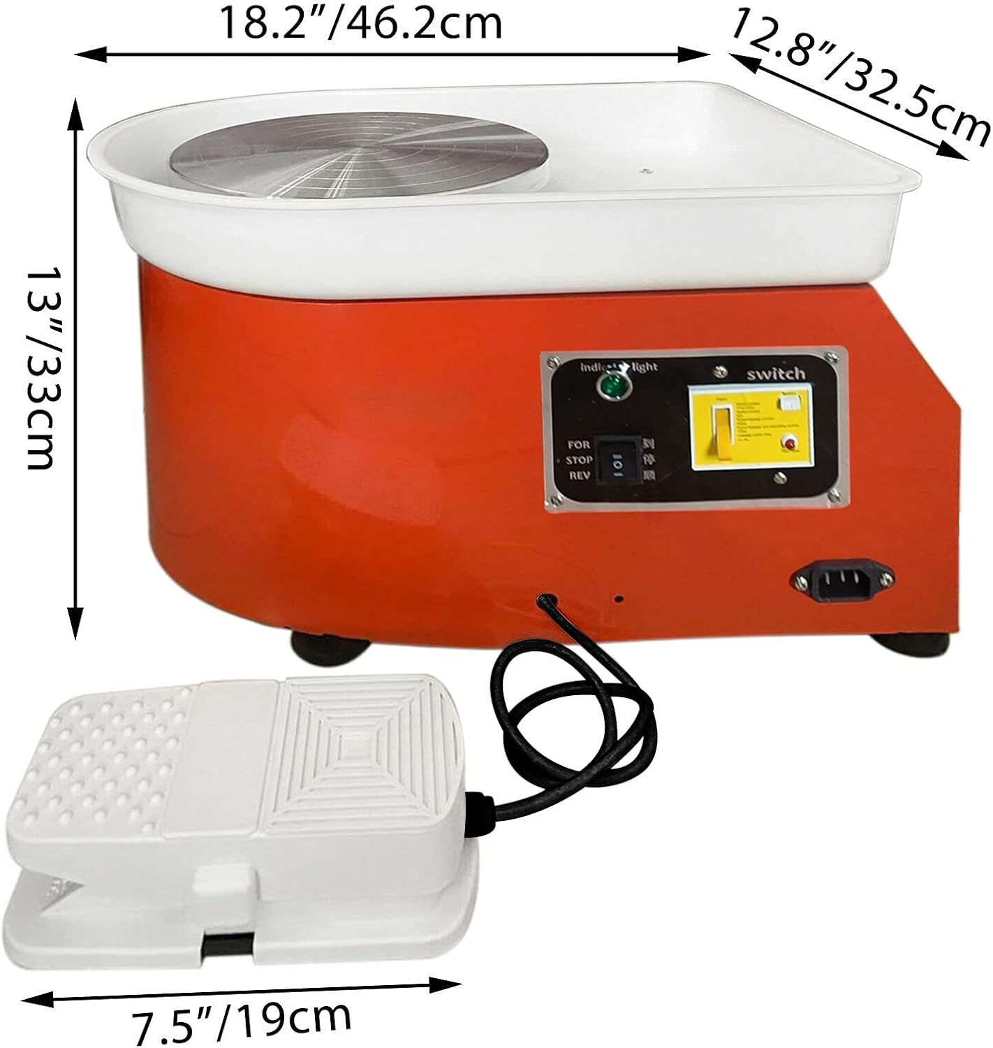 Tech-L Pottery Wheel 350W 25cm Pottery Forming Machine Art Craft DIY Clay Tool Electric Ceramics Wheel with Pedal for Ceramic Work Ceramics Clay (25cm)