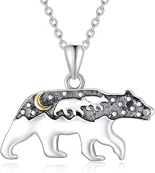 Mama Bear Necklace 925 Sterling Silver Momma bear Necklace with