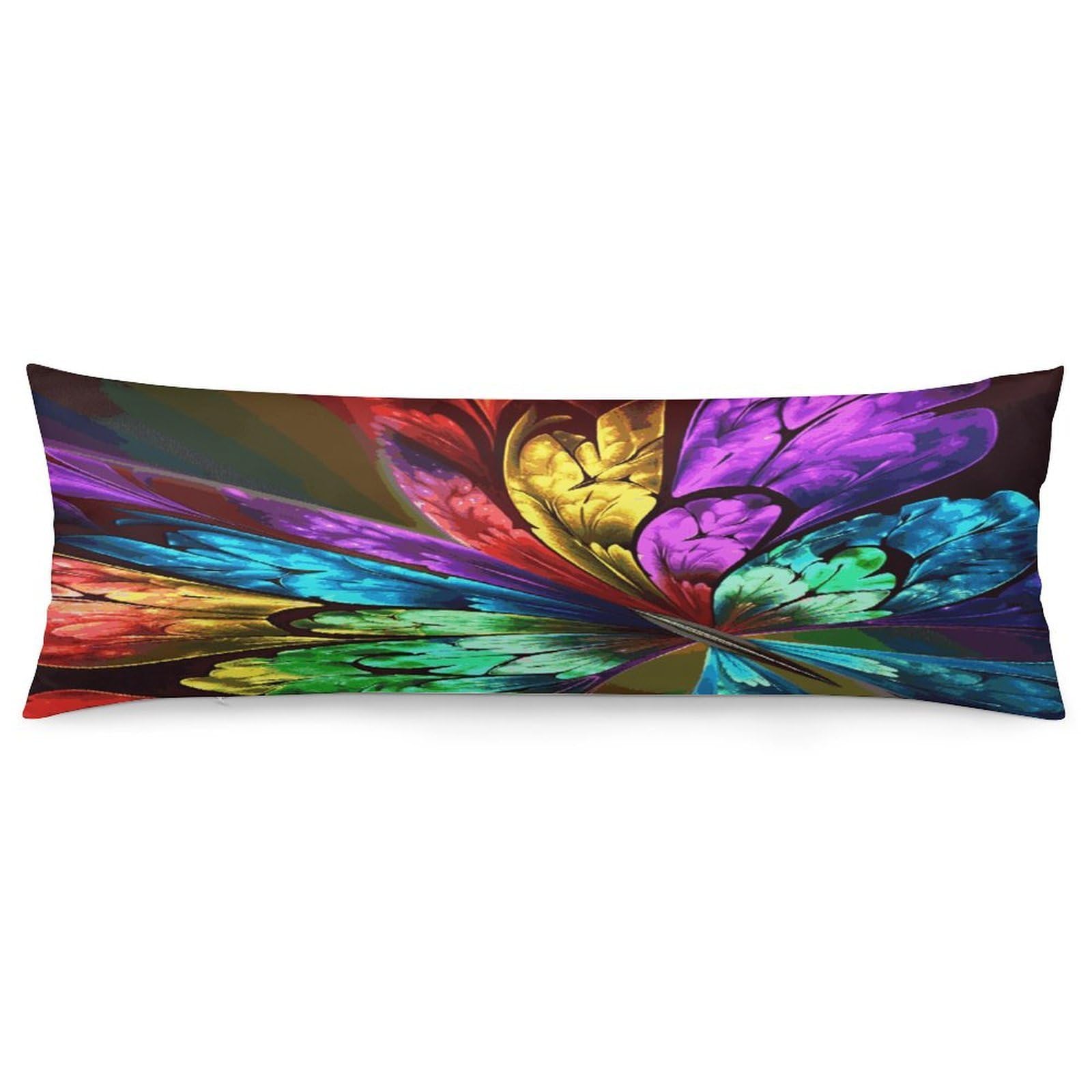 Rainbow Butterfly Pillowcase Decorative Long Body Pillow Case Soft Breathable Body Pillow Cover Modern Large Pillowcase Cute Body Pillow Pillowcases for Bedroom Couch 18.9 X 53 Inch