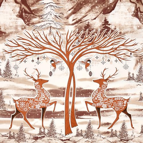 Image of 240 TC 100% Cotton Bedsheet for Double Bed King Size with 2 Pillow Covers | Breathable & Super Soft Rajasthani Sanganeri Jaipuri Printed Bed Sheet -108 * 108 Inches (Dual Deer 1)