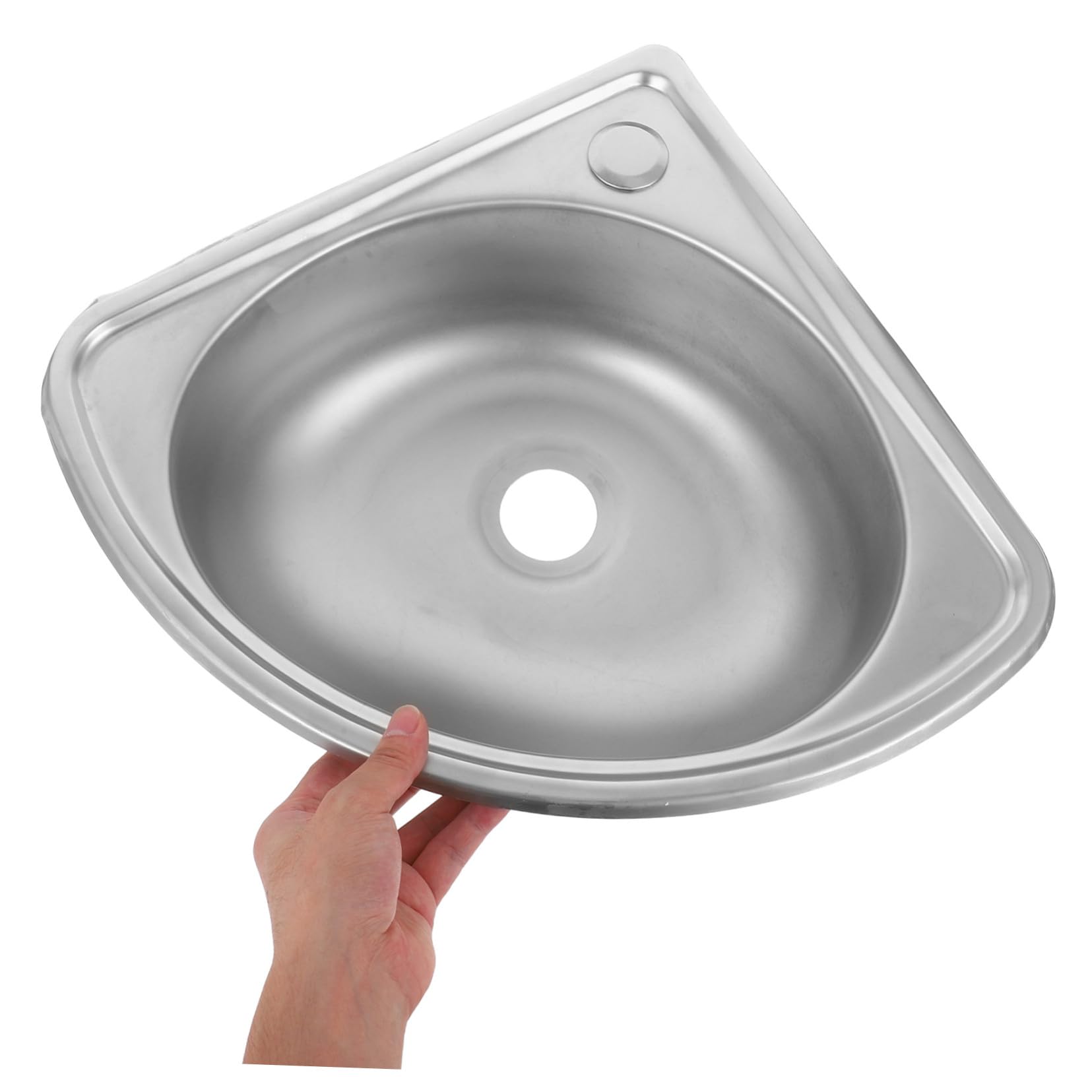 INOOMP Fregadero Portátil de Acero Inoxidable para Caravana Diseño Forma de Abanico para Optimizar Esquinas Lavabo Pequeño para Cocina y Lavado Motorhome Resistente y