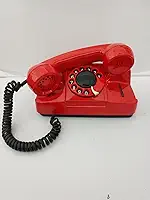 Telefone Retrô Decorativo, Design Vintage Anos 70, Discador Giratório, Múltiplas Cores, Material Resistente, 20x15x18 cm (Vermelho)
